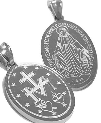 Catholic - Oval Miraculous Mary Medal - Medalla - Virgen Milagrosa - Two Sizes Available Choose yours 35 mm or 25 mm Height 35 Millimeters