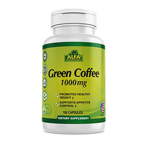 Green Coffee natural bean extract by Alfa Vitamins® - Pure Premium Antioxidant Beans - 1000 mg - Daily Supplement for weight control  energy boost  healthy metabolism - 100 Capsules