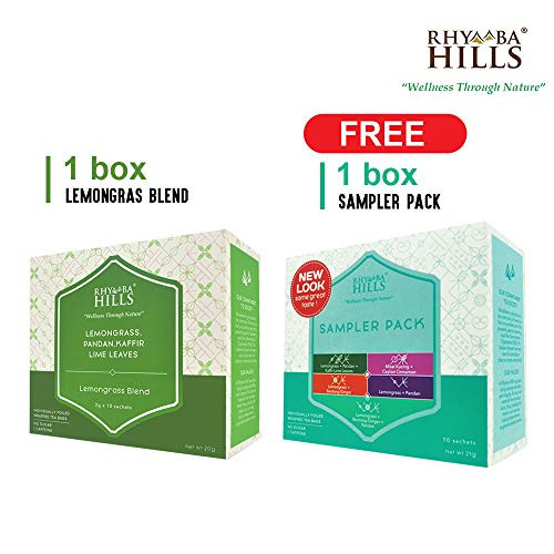 1 Box Rhymba Hill Lemongrass Tea Infusion Blend FREE 1 Box Tea Sampler Variety Pack ?Total 20 Sachets Herbal Tea Infusion? 1 Box Rhymba Hill Lemongrass Tea Infusion Blend FREE 1 Box Tea Sampler Variety Pack ?Total 20 Sachets Herbal Tea Infusion?