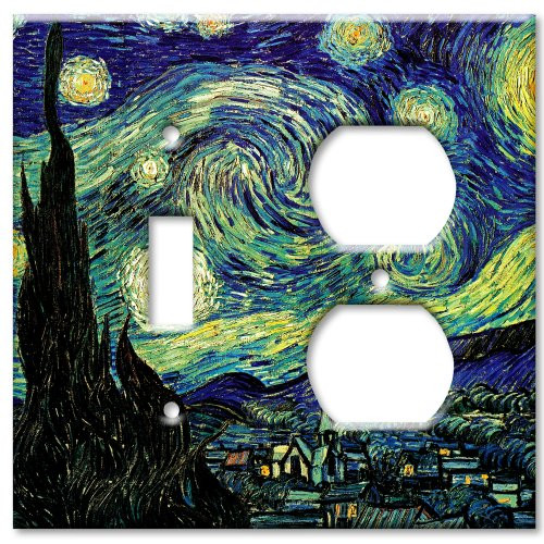 Van Gogh  Starry Night Wall Plate - Double Gang Combo - Toggle-Outlet