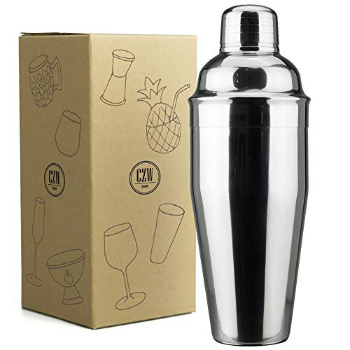 PG Cocktail Shaker 24 oz Martini Shaker 18-8 grade Stainless Steel Martini Mixer Built-in Strainer Bartender Kit