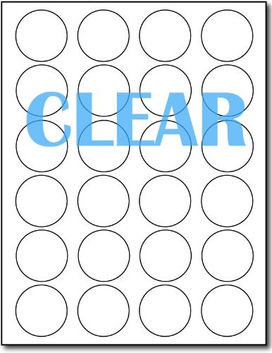 Crystal Clear Labels for Laser Printers - 1-2-3  Round - 24 per Sheet - 10 Sheets - 240 Circular Labels