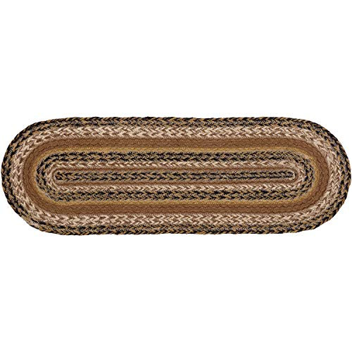 VHC Brands Primitive Tabletop Kitchen Kettle Grove Jute Stenciled Oval Runner 8x24 Natural Tan VHC Brands Primitive Tabletop Kitchen Kettle Grove Jute Stenciled Oval Runner 8x24 Natural Tan