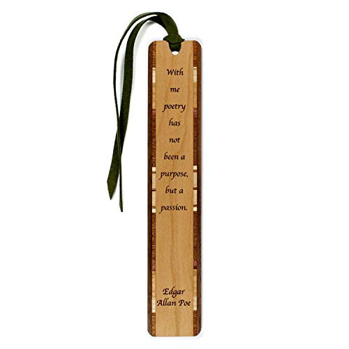 Edgar Allan Poe Poetry Quote Engraved Wooden Bookmark with Suede Tassel - Also Available Personalized