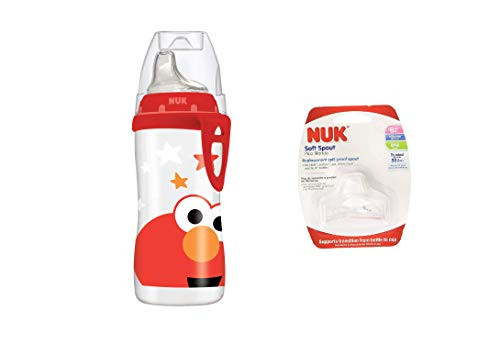 NUK Hello Kitty Silicone Spout Active Cup  10 Ounce with NUK Replacement Silicone Spout  Clear