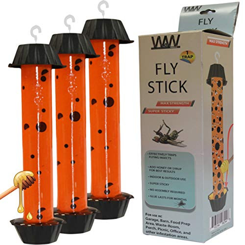 W4W Jumbo Fly Stick- Super Sticky Fly Trap  Bugs Flies   Insects 3 Traps Included- 3 Pack