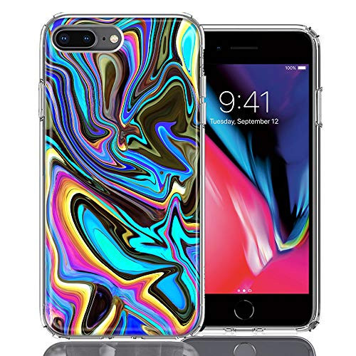 for Apple iPhone 7-8 Plus Blue Paint Swirl Design Double Layer Phone Case Cover