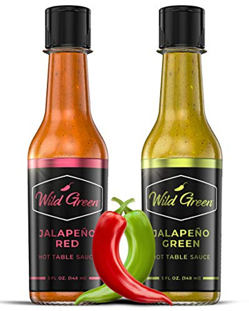 Wild Greens Hot Sauce - All Natural Sugar Free Low Sodium Hot Sauce - Hints of Habanero Chili Garlic - Great Sauces For Hot Wings Pizza Veggies - Jalapeno Spicy Sauce Red Green 2 Pack Wild Greens Hot Sauce - All Natural Sugar Free Low Sodium Hot Sauce - Hints of Habanero Chili Garlic - Great Sauces For Hot Wings Pizza Veggies - Jalapeno Spicy Sauce Red Green 2 Pack