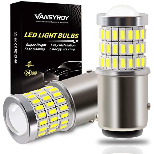 VANSYROY 1157 2057 2357 7528 2057A 1157A LED Bulb Xenon White  Super Bright 58-SMD with Projector Replacement for Backup Reverse-Turn Signal Light  Brake Stop Tail-Parking Running Lights Pack of 2
