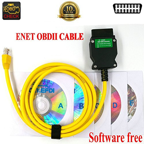 Ethernet Enet OBD Cable, OBDII Diagnostic Interface E-SYS Coding F-series Programming OBD2 Cable