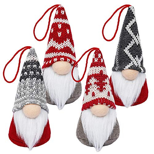 BAODLON Gnome Christmas Ornaments Handmade Swedish Tomte Xmas Gnomes Plush Doll Scandinavian Santa Elf Table Ornaments Hanging Christmas Tree Decorations Home Decor 4 Pack BAODLON Gnome Christmas Ornaments Handmade Swedish Tomte Xmas Gnomes Plush Doll Scandinavian Santa Elf Table Ornaments Hanging Christmas Tree Decorations Home Decor 4 Pack