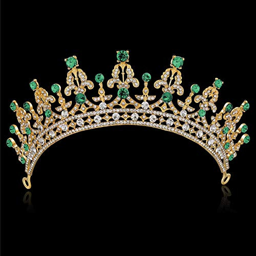 BABEYOND Crystal Queen Tiara Crown Rhinestones Pageant Quinceanera Crown Prom Princess Tiara Crown Bridal Wedding Crown Tiara Headband Green
