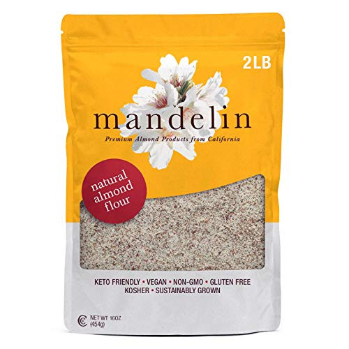 Mandelin Grower Direct Natural Unblanched Almond Flour 2 lb  With Skin  Non-GMO  Gluten Free  Vegan  Keto Plant Based Diet Friendly