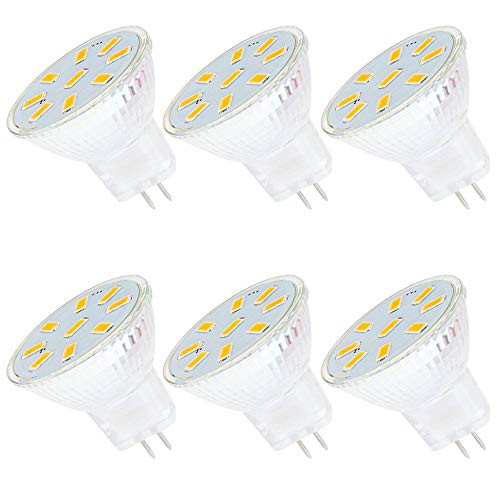 MR11 GU4 5730 9SMD LED Light Bulbs 6 Pack GU4 Bi-Pin Base AC-DC 10-24V 2W 20W Halogen Light Bulbs 3000K Warm White Utral Bright Spotlight for Home Landscape Track Lighting
