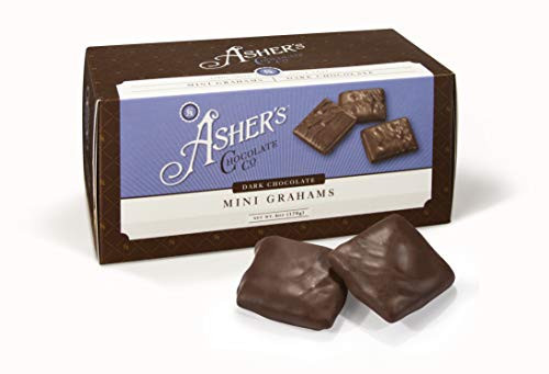 Asher s Chocolate  Gourmet Chocolate Covered Mini Grahams  Small Batches of Kosher Chocolate  Family Owned Since 1892  Snack Size Box 6 oz  Dark Chocolate