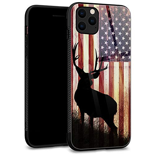 iPhone 11 Pro Case  Tempered Glass Back Shell Pattern Designed with Soft TPU Bumper Case for Apple iPhone 11 Pro Cases 5-8 inch - American Deer