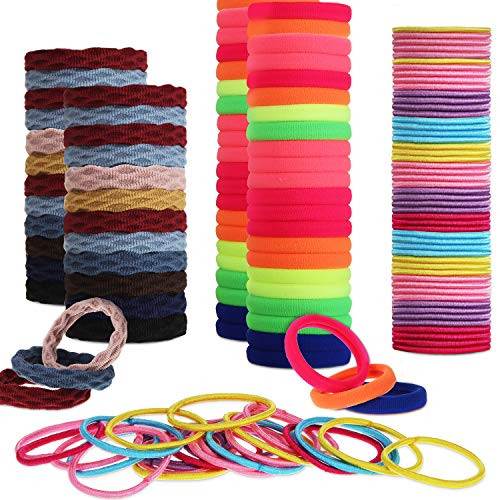 240 Pieces Elastic Hair Bands Ponytail Holders Seamless Cotton Hair Ties No Crease Hair Bands Multi-Color Hair Ropes Hair Accessories for Kids Women Thick and Curly Hair
