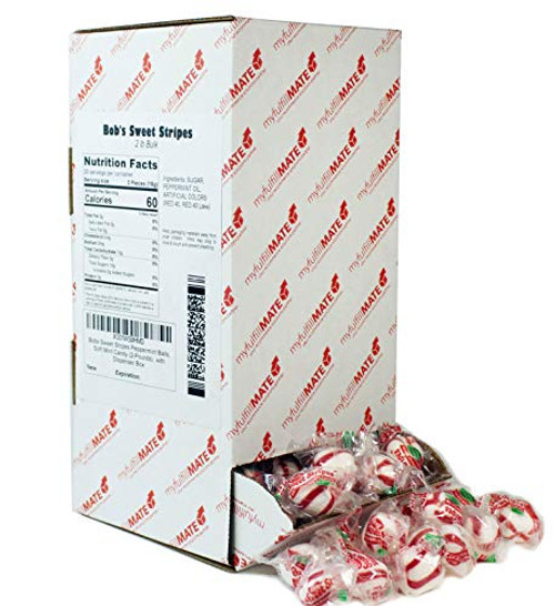 Bobs Sweet Stripes Peppermint Balls Soft Mint Candy 2-Pounds with Dispenser Box Bobs Sweet Stripes Peppermint Balls Soft Mint Candy 2-Pounds with Dispenser Box