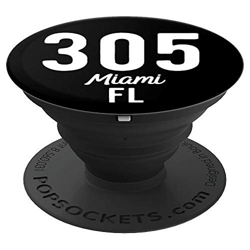 305 Miami Florida Black PopSockets Grip and Stand for Phones and Tablets