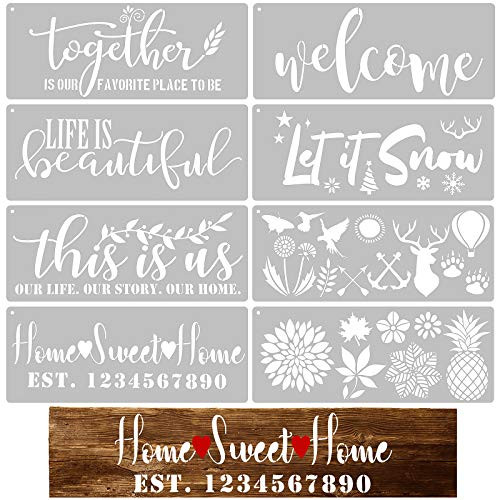 8 Pieces Welcome Sign Stencil Funny Family Sign Stencil Reusable Stencils for Painting on Wood Front Door Porch or Outside Home Decor Alphabet Flower Stencils 8 Pieces Welcome Sign Stencil Funny Family Sign Stencil Reusable Stencils for Painting on Wood Front Door Porch or Outside Home Decor Alphabet Flower Stencils