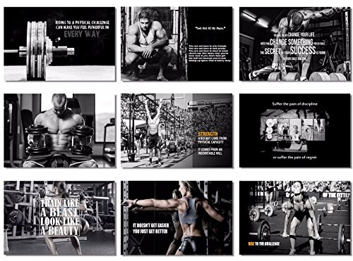 9X Poster Fabric Bodybuilding Men Girl Fitness Workout Quotes Motivational Inspiration Muscle Gym Font 20x13 50x33cm 10-18