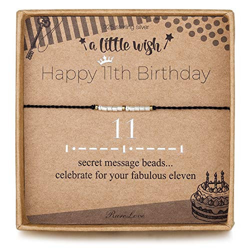11th Birthday Gifts For Girls 11 Morse Code Bracelet Black String 925 Sterling Silver Beaded Bracelets Daughter Sister Friendship 11 Year Old 11th Birthday Gifts For Girls 11 Morse Code Bracelet Black String 925 Sterling Silver Beaded Bracelets Daughter Sister Friendship 11 Year Old