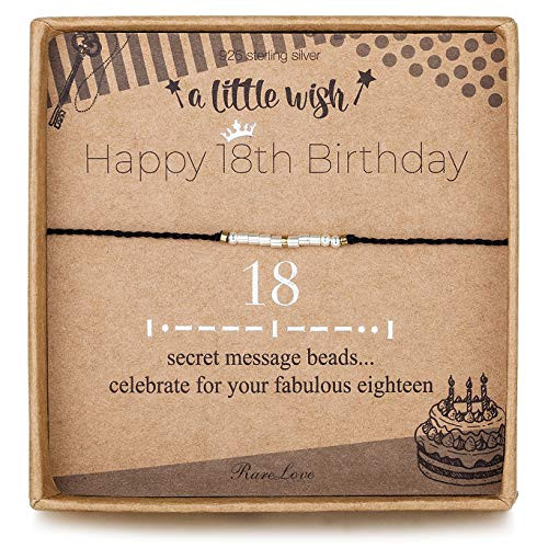 18th Birthday Gifts For Girls 18 Morse Code Bracelet Black String 925 Sterling Silver Beaded Bracelets Daughter Sister Friendship 18 Year Old 18th Birthday Gifts For Girls 18 Morse Code Bracelet Black String 925 Sterling Silver Beaded Bracelets Daughter Sister Friendship 18 Year Old