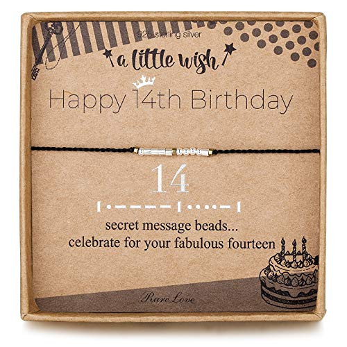 14th Birthday Gifts For Girls 14 Morse Code Bracelet Black String 925 Sterling Silver Beaded Bracelets Daughter Sister Friendship 14 Year Old 14th Birthday Gifts For Girls 14 Morse Code Bracelet Black String 925 Sterling Silver Beaded Bracelets Daughter Sister Friendship 14 Year Old