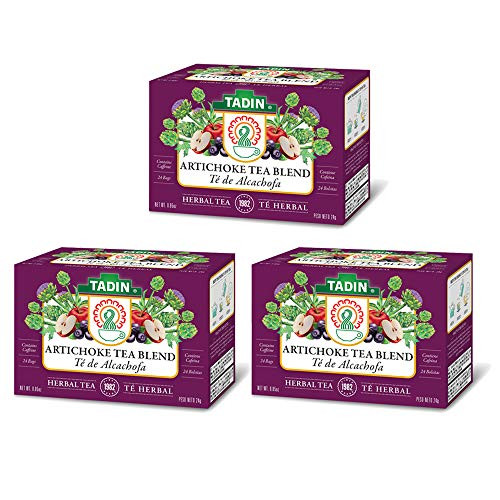 Tadin Natural Herbal Tea Alcachofa - Artichoke- Calming Soothing Caffeine Free Blend- 24 Bags- 0-85 Oz - Pack of 3 Tadin Natural Herbal Tea Alcachofa - Artichoke- Calming Soothing Caffeine Free Blend- 24 Bags- 0-85 Oz - Pack of 3
