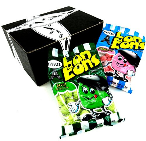 Eiffel Bon Bons 2-Flavor Variety One 4 oz Bag Each of Strawberry and Apple in a BlackTie Box 2 Items Total Eiffel Bon Bons 2-Flavor Variety One 4 oz Bag Each of Strawberry and Apple in a BlackTie Box 2 Items Total