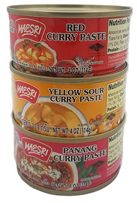 Maesri Thai Curry Paste Yellow Red Panang Combo Pack Maesri Thai Curry Paste Yellow Red Panang Combo Pack