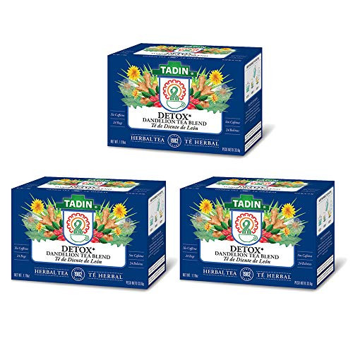 Tadin Herbal Tea Natural Detox with Dandelion Root- Calming Soothing Caffeine Free- 24 Bags- 1-19 Oz - Pack of 3 Tadin Herbal Tea Natural Detox with Dandelion Root- Calming Soothing Caffeine Free- 24 Bags- 1-19 Oz - Pack of 3
