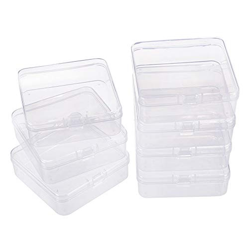 BENECREAT 10 Pack 3-22x3-22x1-1 Square Clear Plastic Bead Storage Containers Box Drawer Organizers with lid for Items Earplugs Pills Tiny Bead Jewelry Findings