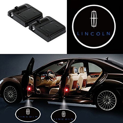 JSAMZ Wireless Car Door LED Projector Light Battery Powered Courtesy Welcome Logo Shadow Ghost Light - 2pcs Lincoln