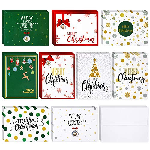 Set of 36 Christmas Greeting Cards Xmas Note Cards with Envelopes 9 Merry Christmas Holiday Designs