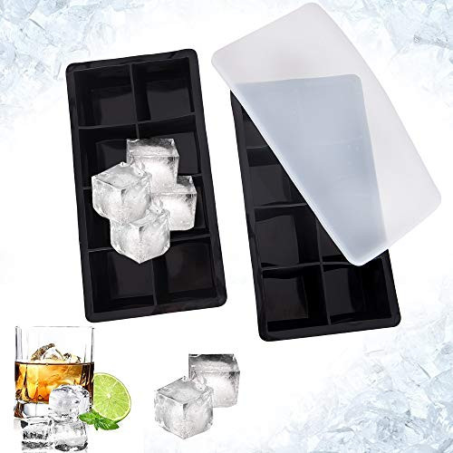 Ice Cube Trays Silicone with Lids Large Square Ice Cube Molds for Freezer Reusable and BPA Free Ice Trays for Whiskey  Cocktails  Food