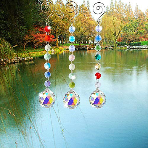 SunAngel Colored Crystals Prisms Suncatchers Hanging Ornament Octogon Chakra Crystal Pendants for Home Office Garden DecorationAB Color SunAngel Colored Crystals Prisms Suncatchers Hanging Ornament Octogon Chakra Crystal Pendants for Home Office Garden DecorationAB Color