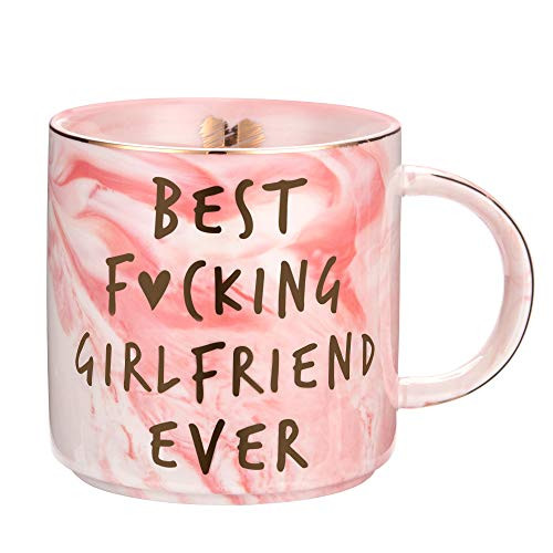 Girlfriend Birthday  Anniversary  Romantic Gift - Best Girlfriend Ever - Funny Cute Couple Birthday Gifts Ideas for Girlfriend  Her  Couples - Pink Marble Mug  Ceramic 11-5oz Coffee Cup
