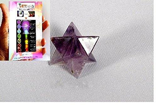 Amethyst Merkaba 1 inch Star Free Booklet Jet International Crystal Therapy- Jet International Healing Spiritual Divine India A Crystal Therapy Geometry Positive Peace Pocket Internal Strength