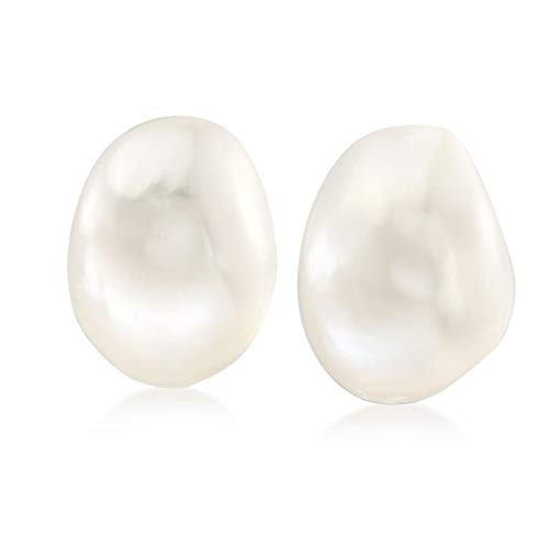 Handpicked AA Quality 9-10mm Baroque White Freshwater Cultured Pearl Stud Earrings 925 Sterling Silver