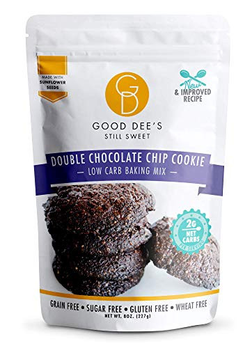 Good Dees Double Chocolate Chip Cookie Mix - Low Carb Keto Baking Mix 2g Net Carbs Per Serving   Gluten-Free  Grain-Free  Dairy-Free  Nut-Free   IMO-Free   Diabetic  Atkins   WW Friendly