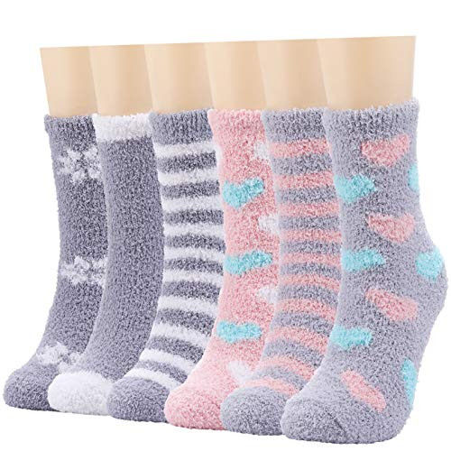 Fuzzy Socks for women 6 Pairs  Slipper Socks Warm Cozy Fluffy Socks for Girls Winter Sleeping Home