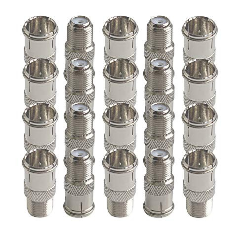 F Type Push on Male to Female Connector 20pcs F Quick Plug Coaxial Adapter for RVers Satellite Dish Cable TV Internet RV Trailer Coax Cable