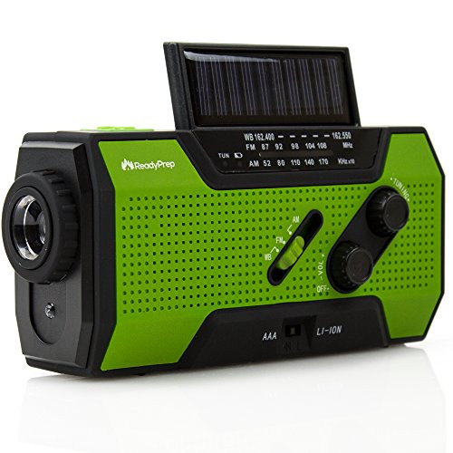 Emergency Weather Radio - AM FM NOAA Portable Radio with Solar and Crank Power for Household Emergency and Outdoor Survival