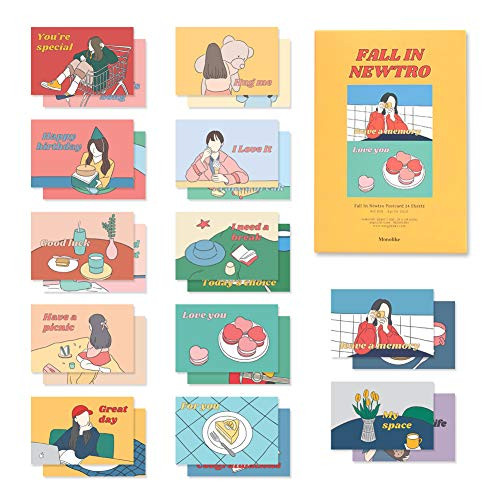 Monolike Fall in newtro Postcards - mix 24 pack  Emotional and lovely 24 girl postcards