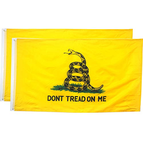 Ashley ZC 2-Piece Don t Tread On Me Polyester Flags 3x5 Ft  Gadsden Tea Party Flag with Brass Grommets - Bright Color and UV Protection