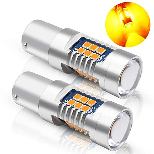 Boodlied 1156 BA15S P21W Led Bulb 1260Lumens 12V~24V 6000K~6500K 3030 21-SMD Chipsets Led Bulbs For Car Turn Signal Tail Brake Light Backup Reverse Lights-2-PackAmber-Yellow-