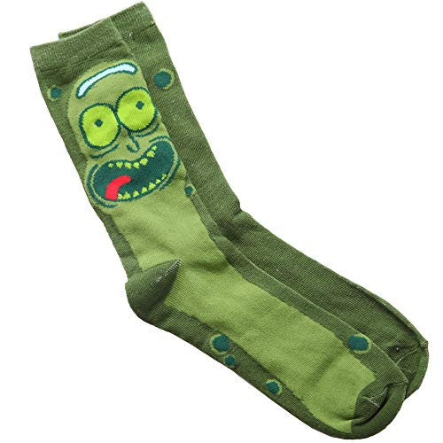 Rick and Morty Pickle Rick Adult Crew Socks Green One Size Rick and Morty Pickle Rick Adult Crew Socks Green One Size