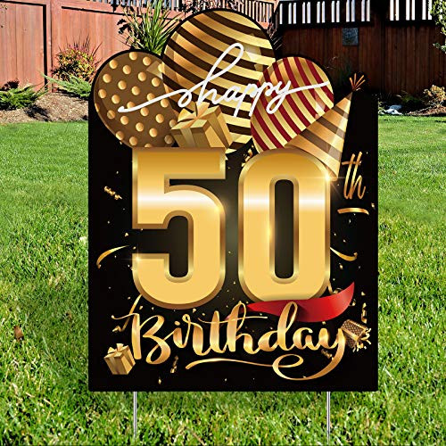Motarto 50th Happy Birthday Yard Sign Lawn Signs 50th Birthday 1970 Outdoor Lawn Sign Black Gold Happy Birthday Yard Sign Lawn Signs with Stakes for Yard Birthday Lawn Decorations Motarto 50th Happy Birthday Yard Sign Lawn Signs 50th Birthday 1970 Outdoor Lawn Sign Black Gold Happy Birthday Yard Sign Lawn Signs with Stakes for Yard Birthday Lawn Decorations