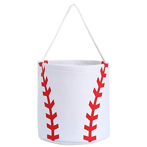 E-FirstFeeling Baseball Basket Halloween Basket Halloween Trick or Treat Bag for Kids Candy Gift Bucket Tote Baseball
